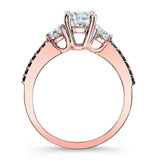 3 Stone Lab Diamond Ring With Black Diamond Accents