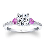 3 Stone Pink Sapphire Moissanite Ring