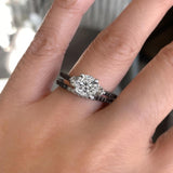 3 Stone Black Diamond Accent Moissanite Wedding Ring Set