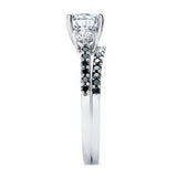 3 Stone Black Diamond Accent Moissanite Wedding Ring Set