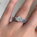 3 Stone Sapphire Accent Wedding Ring Set