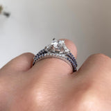 3 Stone Sapphire Accent Wedding Ring Set