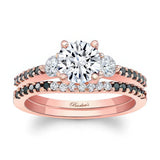 3 Stone Black Diamond Accent Moissanite Wedding Ring Set