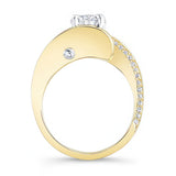 Wire Trim Pave Engagement Ring