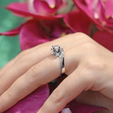 Wire Trim Pave Engagement Ring