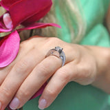 Wire Trim Pave Engagement Ring