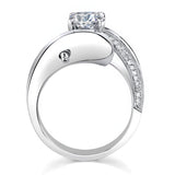 Wire Trim Pave Engagement Ring