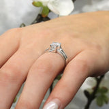 1 Carat Moissanite Domed Shank Solitaire Ring