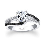 1 Carat Round Cut Black Diamond Accent Ring