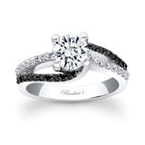 1 Carat Round Cut Moissanite Black Diamond Accent Ring