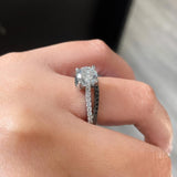 1 Carat Round Cut Black Diamond Accent Ring
