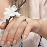 1 Carat Round Cut Sapphire Accent Ring