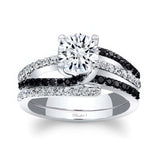 1 Carat Round Cut Moissanite Black Diamond Accent Bridal Set