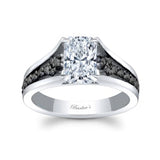 Cathedral Radiant Cut Black Diamond Accent Moissanite Ring