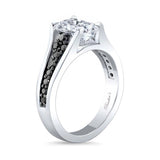 Cathedral Radiant Cut Black Diamond Accent Moissanite Ring