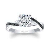 Simple Moissanite Black Diamond Accent Ring