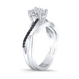 Simple Moissanite Black Diamond Accent Bridal Set