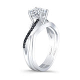 Simple Black Diamond Accent Bridal Set