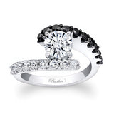 Split Band Black Diamond Accent Engagement Ring
