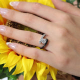 Split Band Black Diamond Accent Engagement Ring