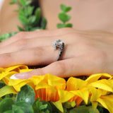 Split Band Black Diamond Accent Engagement Ring