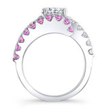 Split Band Pink Sapphire Accent Engagement Ring