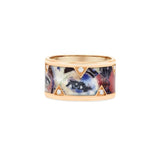 11mm Eye Pattern Ceramic Triangle Shape Inlay Diamond Band
