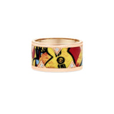 11mm Painterly Ceramic Triangle Shape Inlay Diamond Band