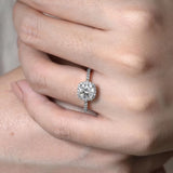 1 Carat Round Diamond Halo Engagement Ring