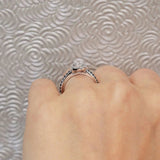 1 Carat Cushion Diamond Halo Engagement Ring With Blue Sapphires