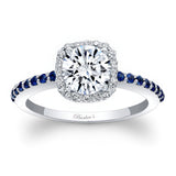 1 Carat Round Moissanite Halo Engagement Ring With Blue Sapphires