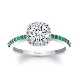 1 Carat Round Moissanite Halo Engagement Ring With Emeralds