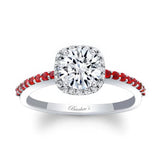 1 Carat Round Diamond Halo Engagement Ring With Rubies