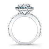 2 Carat Halo Blue Diamond Accent Engagement Ring