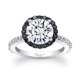 2 Carat Moissanite Halo Black Diamond Accent Engagement Ring