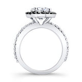 2 Carat Moissanite Halo Black Diamond Accent Engagement Ring