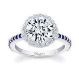 2 Carat Moissanite Halo Blue Sapphire Accent Engagement Ring