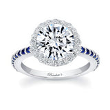 2 Carat Halo Blue Sapphire Accent Engagement Ring