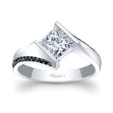 Princess Cut Square Black Diamond Accent Ring