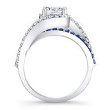 1 Carat Moissanite Ring With Blue Sapphires
