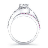 1 Carat Moissanite Ring With Pink Sapphires