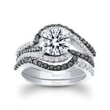 1 Carat Black Diamond Accent Wedding Set With 2 Bands