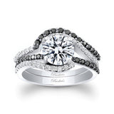 1 Carat Moissanite Wedding Set With Black Diamonds