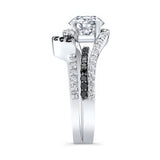 1 Carat Moissanite Wedding Set With Black Diamonds