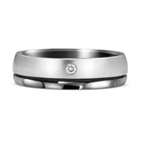 Men's 6mm Domed White Gold and Tantalum Diamond Wedding Band