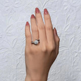 Contemporary Black Diamond Accent Moissanite Engagement Ring