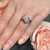 Contemporary Black Diamond Accent Moissanite Engagement Ring