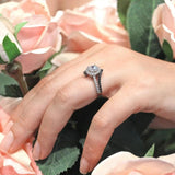 Contemporary Black Diamond Accent Moissanite Engagement Ring