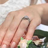 Contemporary Black Diamond Accent Moissanite Engagement Ring