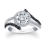 Contemporary Black Diamond Accent Moissanite Engagement Ring